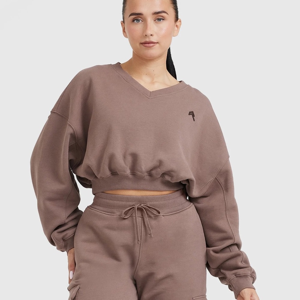 Oner activeAll Day Lightweight Oversized V-Neck Sweatshirt | Light Grey Marl - S